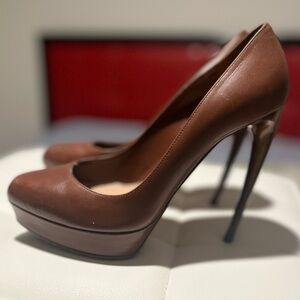 Alexander McQueen Brown Leather Stiletto Horn Heels Size EU 38/ US 7.5
